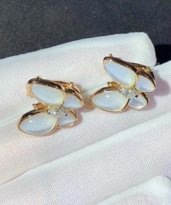 Van Cleef & Arpels Butterfly Earrings Mother Of Pearl Diamond 18K Rose Gold Custom (2)