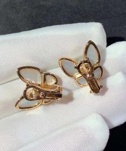Van Cleef & Arpels Butterfly Earrings Mother Of Pearl Diamond 18K Rose Gold Custom (2)