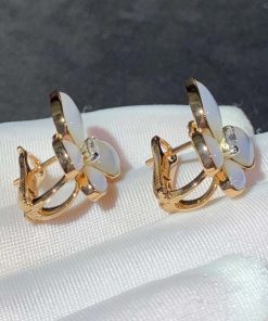 Van Cleef & Arpels Butterfly Earrings Mother Of Pearl Diamond 18K Rose Gold Custom (2)