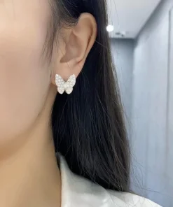 Van Cleef & Arpels Butterfly Finger Womens Earrings Diamond 18K Gold Custom (2)