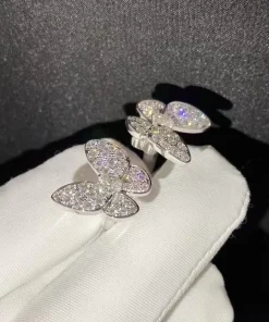 Van Cleef & Arpels Butterfly Finger Womens Rings Custom Diamond White Gold 18K (2)