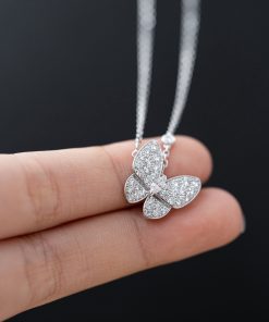 Van Cleef & Arpels Butterfly Necklace Custom Natural Diamond White Gold 18k (2)