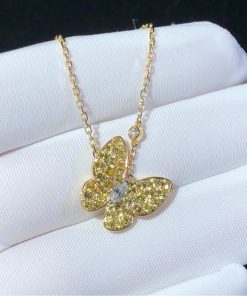 Van Cleef & Arpels Butterfly Necklace Womens Custom Natural Diamond Gemstone 18K Gold (2)