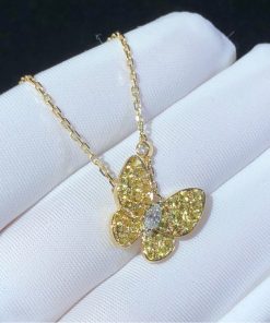 Van Cleef & Arpels Butterfly Necklace Womens Custom Natural Diamond Gemstone 18K Gold (2)