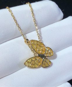 Van Cleef & Arpels Butterfly Necklace Womens Custom Natural Diamond Gemstone 18K Gold (2)