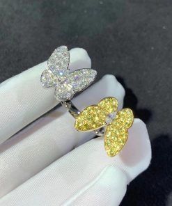 Van Cleef & Arpels Butterfly Ring Womens Custom Natural Diamond 18K Gold (2)