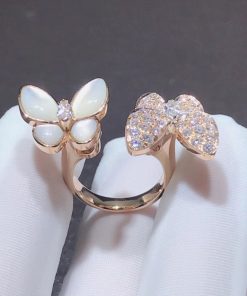 Van Cleef & Arpels Butterfly Rings Custom Mother Of Pearl Diamond 18K Rose Gold (2)