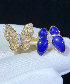 Van Cleef & Arpels Butterfly Womens Rings Gemstone Diamond 18K Gold Custom (2)