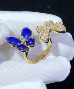 Van Cleef & Arpels Butterfly Womens Rings Gemstone Diamond 18K Gold Custom (2)