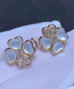 Van Cleef & Arpels Flora Cosmos Earrings Custom Natural Diamond Mother Of Pearl 18K Rose Gold (2)