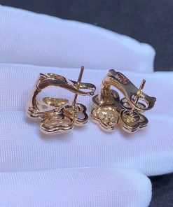 Van Cleef & Arpels Flora Cosmos Earrings Custom Natural Diamond Mother Of Pearl 18K Rose Gold (2)