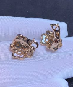 Van Cleef & Arpels Flora Cosmos Earrings Custom Natural Diamond Mother Of Pearl 18K Rose Gold (2)