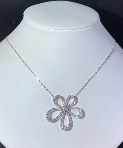 Van Cleef & Arpels Flowerlace Womens Necklace Custom Natural Diamond 18K White Gold (2)