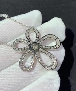 Van Cleef & Arpels Flowerlace Womens Necklace Custom Natural Diamond 18K White Gold (2)