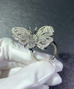 Van Cleef & Arpels Flying Butterfly Rings Custom 18K White Gold Natural Diamond (2)
