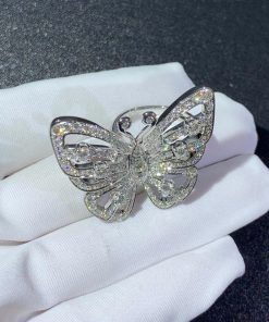 Van Cleef & Arpels Flying Butterfly Rings Custom 18K White Gold Natural Diamond (2)