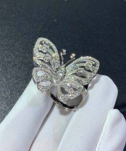 Van Cleef & Arpels Flying Butterfly Rings Custom 18K White Gold Natural Diamond (2)