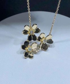 Van Cleef & Arpels Frivole Necklace 3 Motifs Natural Diamond 18K Gold Remake (2)