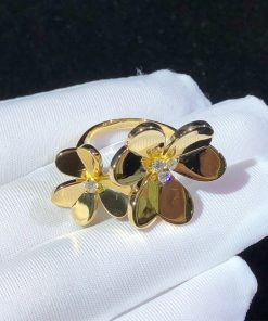 Van Cleef & Arpels Frivole Rings 2 Motifs Natural Diamond 18K Gold Custom (2)