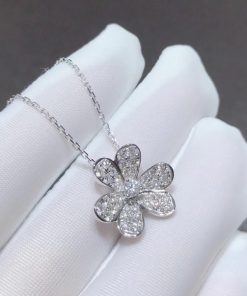 Van Cleef & Arpels Frivole Womens Necklace Custom Natural Diamond 18K White Gold (2)