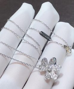 Van Cleef & Arpels Frivole Womens Necklace Custom Natural Diamond 18K White Gold (2)