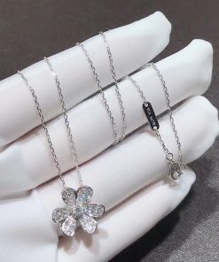 Van Cleef & Arpels Frivole Womens Necklace Custom Natural Diamond 18K White Gold (2)