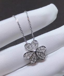 Van Cleef & Arpels Frivole Womens Necklace Custom Natural Diamond 18K White Gold (2)