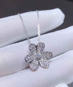 Van Cleef & Arpels Frivole Womens Necklace Custom Natural Diamond 18K White Gold (2)