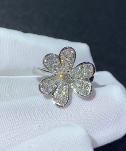 Van Cleef & Arpels Frivole Womens Rings Natural Diamond 18K White Gold Custom (2)
