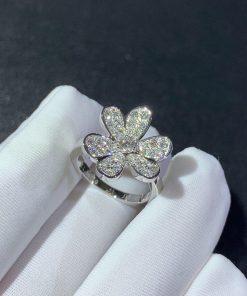 Van Cleef & Arpels Frivole Womens Rings Natural Diamond 18K White Gold Custom (2)