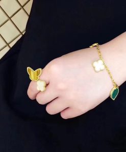 Van Cleef & Arpels Lucky Alhambra Bracelet Custom Mother Of Pearl Gemstones 18K Rose Gold (2)