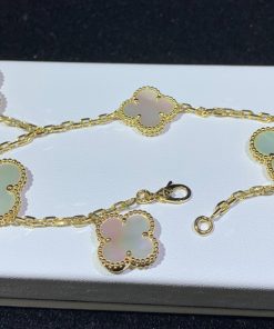 Van Cleef & Arpels Magic Alhambra Bracelet 5 Motifs Mother Of Pearl 18K Gold Custom (2)