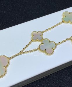 Van Cleef & Arpels Magic Alhambra Bracelet 5 Motifs Mother Of Pearl 18K Gold Custom (2)