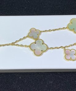 Van Cleef & Arpels Magic Alhambra Bracelet 5 Motifs Mother Of Pearl 18K Gold Custom (2)