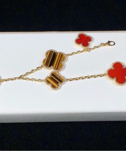 Van Cleef & Arpels Magic Alhambra Bracelet Gemstone 18K Gold Custom 5 Motifs (2)