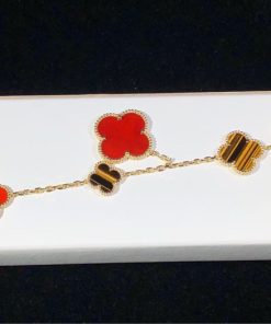 Van Cleef & Arpels Magic Alhambra Bracelet Gemstone 18K Gold Custom 5 Motifs (2)