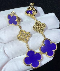 Van Cleef & Arpels Magic Alhambra Earring 3 Motifs Custom Gemstone Diamond 18K Gold (2)