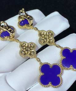 Van Cleef & Arpels Magic Alhambra Earring 3 Motifs Custom Gemstone Diamond 18K Gold (2)