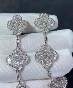 Van Cleef & Arpels Magic Alhambra Earring Custom Natural Diamond 18K White Gold (2)
