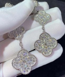 Van Cleef & Arpels Magic Alhambra Earring Custom Natural Diamond 18K White Gold (2)