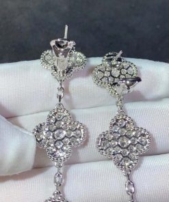 Van Cleef & Arpels Magic Alhambra Earring Custom Natural Diamond 18K White Gold (2)