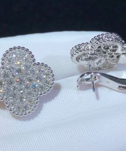 Van Cleef & Arpels Magic Alhambra Earring Natural Diamond 18K White Gold Custom (2)