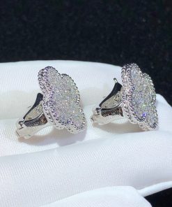 Van Cleef & Arpels Magic Alhambra Earring Natural Diamond 18K White Gold Custom (2)