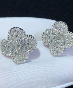 Van Cleef & Arpels Magic Alhambra Earring Natural Diamond 18K White Gold Custom (2)