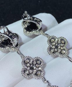 Van Cleef & Arpels Magic Alhambra Earrings Natural Diamond Agate 18K White Gold Custom (2)