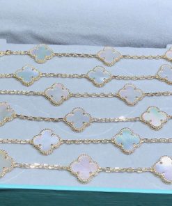 Van Cleef & Arpels Magic Alhambra Necklace 20 Motifs Mother Of Pearl 18K Gold Custom (2)