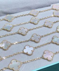 Van Cleef & Arpels Magic Alhambra Necklace 20 Motifs Mother Of Pearl 18K Gold Custom (2)