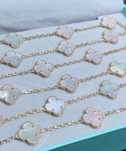 Van Cleef & Arpels Magic Alhambra Necklace 20 Motifs Mother Of Pearl 18K Gold Custom (2)