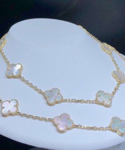 Van Cleef & Arpels Magic Alhambra Necklace 20 Motifs Mother Of Pearl 18K Gold Custom (2)
