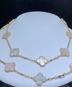 Van Cleef & Arpels Magic Alhambra Necklace 20 Motifs Mother Of Pearl 18K Gold Custom (2)